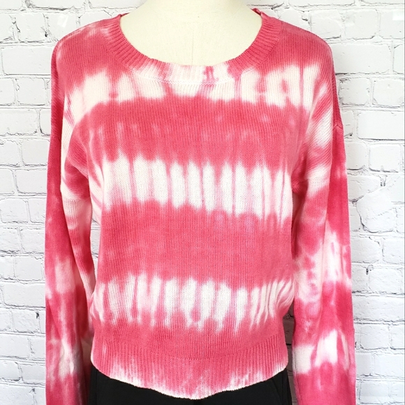 Dkny Sweaters - DKNY JEANS Long Sleeve Pink & White Tie-Dye Knit Sweater--M